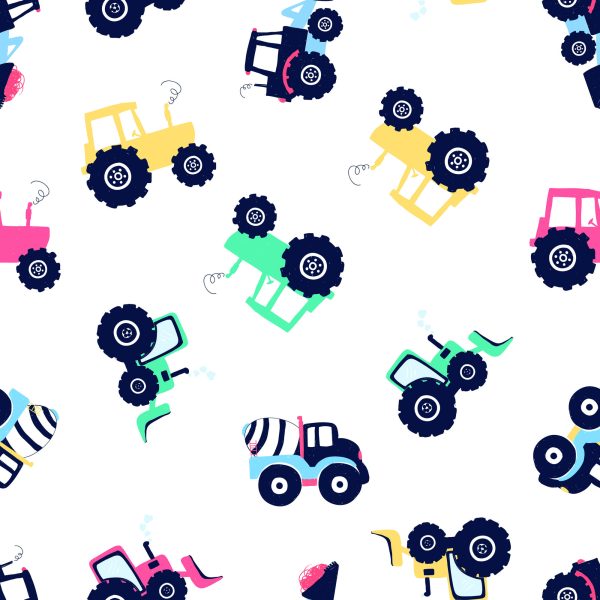 Behang Voor Babykamer, Voertuigen, Tractoren, Graafmachines - Afbeelding 2
