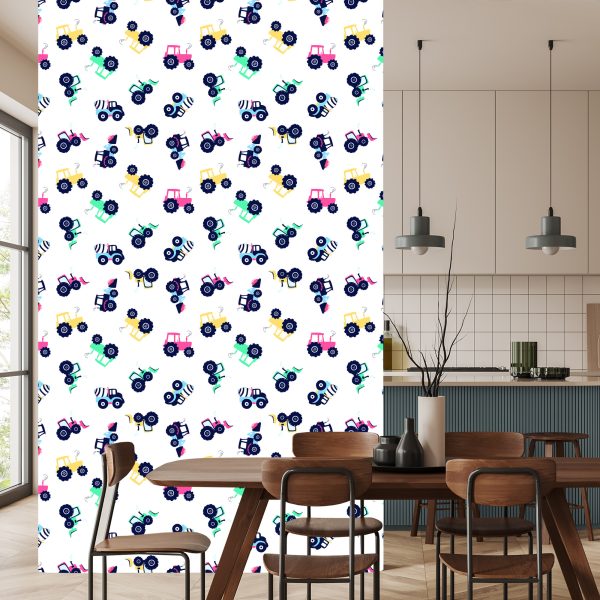 Behang Voor Babykamer, Voertuigen, Tractoren, Graafmachines - Afbeelding 4