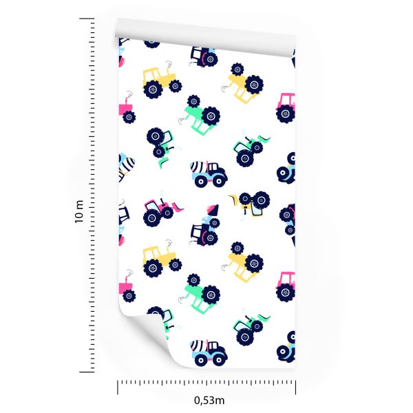 Behang Voor Babykamer, Voertuigen, Tractoren, Graafmachines - Afbeelding 8