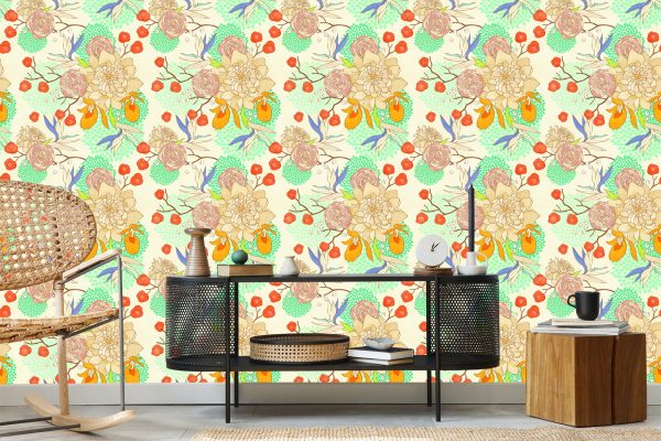 Behang Retro Bloemen - Afbeelding 5