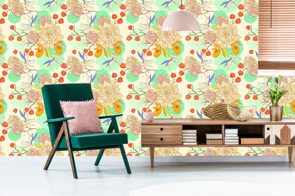 Behang Retro Bloemen - Afbeelding 6