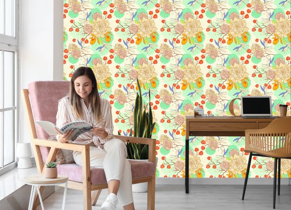 Behang Retro Bloemen - Afbeelding 7