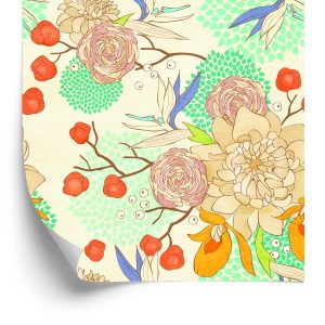 Behang Retro Bloemen