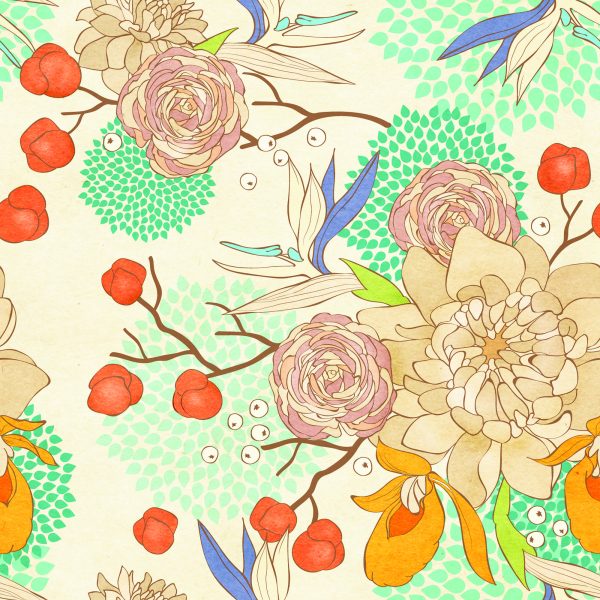 Behang Retro Bloemen - Afbeelding 2