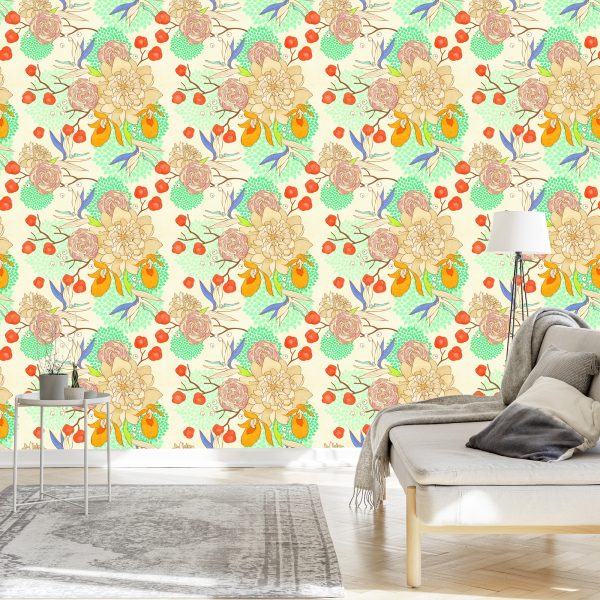 Behang Retro Bloemen - Afbeelding 3