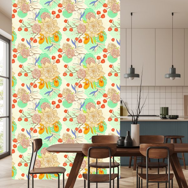 Behang Retro Bloemen - Afbeelding 4