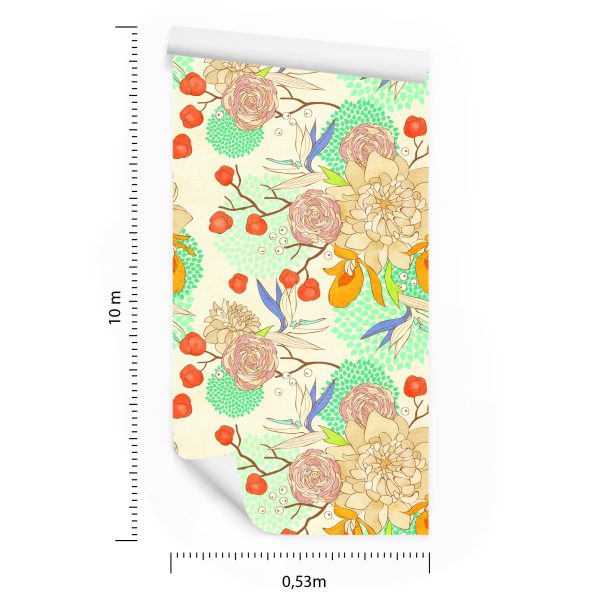 Behang Retro Bloemen - Afbeelding 8