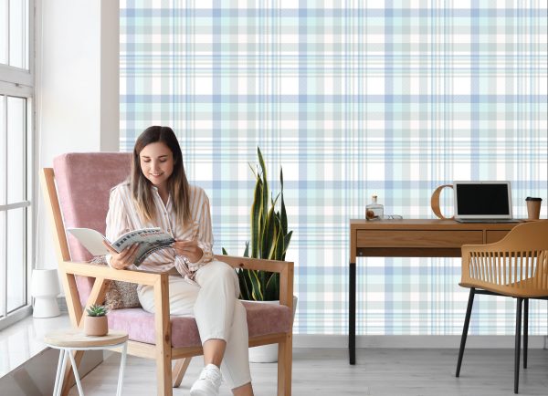 Behang Moderne Optische Geruite Slaapkamer - Afbeelding 7