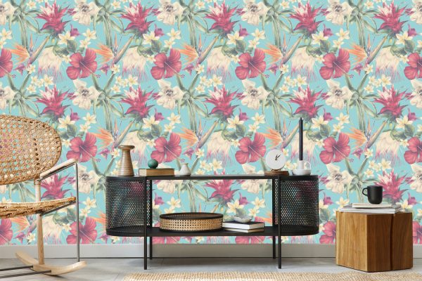 Behang Tropische Planten In Pastelkleuren - Afbeelding 5