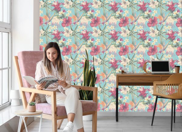 Behang Tropische Planten In Pastelkleuren - Afbeelding 7