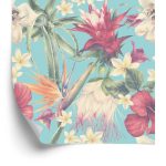 Behang Tropische Planten In Pastelkleuren