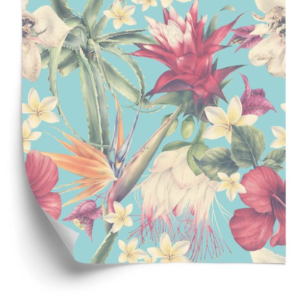 Behang Tropische Planten In Pastelkleuren