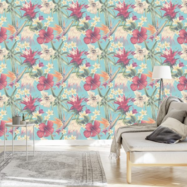 Behang Tropische Planten In Pastelkleuren - Afbeelding 3