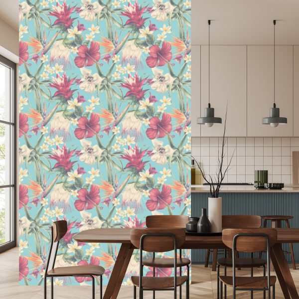 Behang Tropische Planten In Pastelkleuren - Afbeelding 4