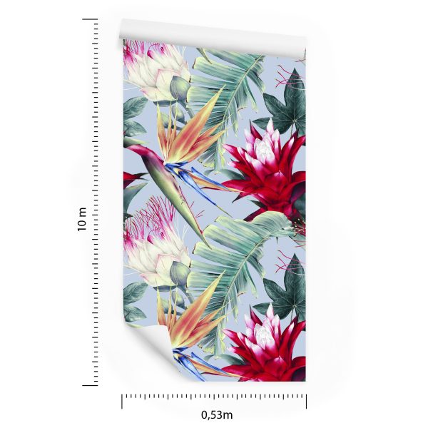 Behang Tropische Aquarel Bloemen - Afbeelding 8