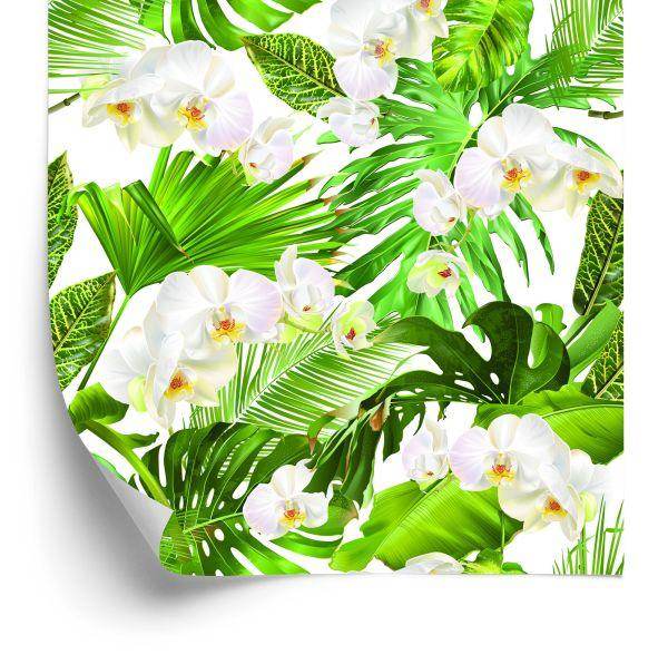 Behang Natuur Groene Orchideeën Bloemen Voor Woonkamer