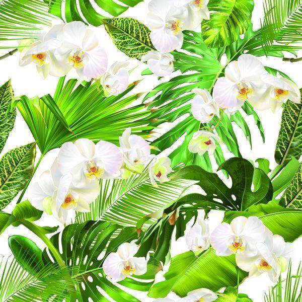 Behang Natuur Groene Orchideeën Bloemen Voor Woonkamer - Afbeelding 2