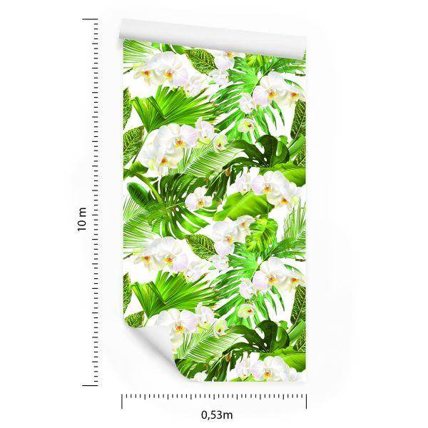 Behang Natuur Groene Orchideeën Bloemen Voor Woonkamer - Afbeelding 8