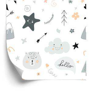 Behang Voor Kinderen, Sterren, Wolken, Scandinavische Stijl
