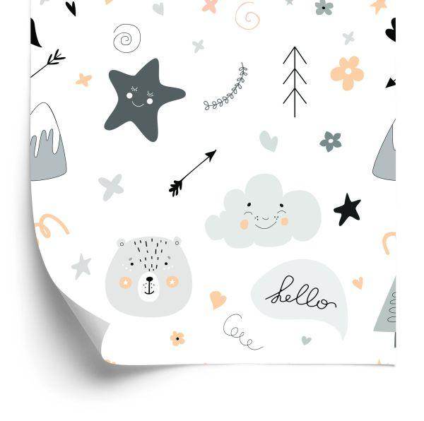 Behang Voor Kinderen, Sterren, Wolken, Scandinavische Stijl