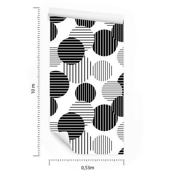 Behang Zwart-Witte Grote Gestreepte Stippen - Afbeelding 8