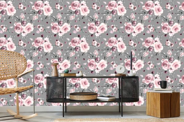 Behang Modieuze Bloemen Rozen - Afbeelding 5