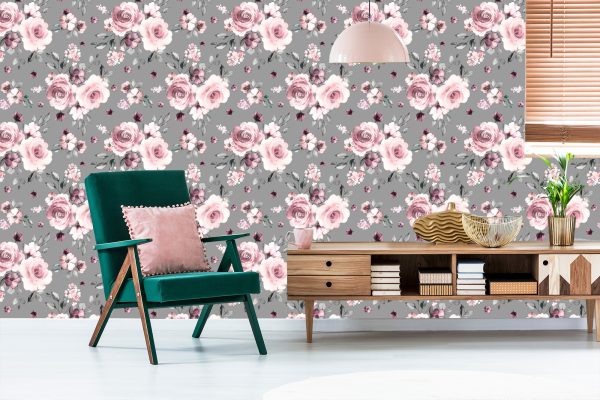 Behang Modieuze Bloemen Rozen - Afbeelding 6