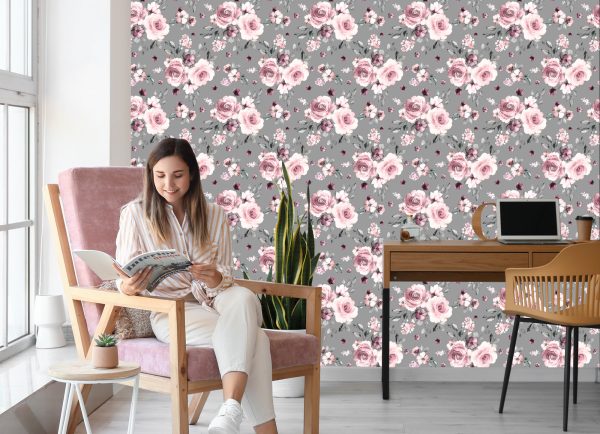 Behang Modieuze Bloemen Rozen - Afbeelding 7