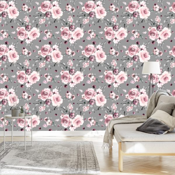 Behang Modieuze Bloemen Rozen - Afbeelding 3