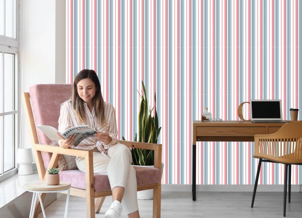 Behang Kleurrijke Verticale Strepen Voor Een Woonkamer Een Slaapkamer - Afbeelding 7