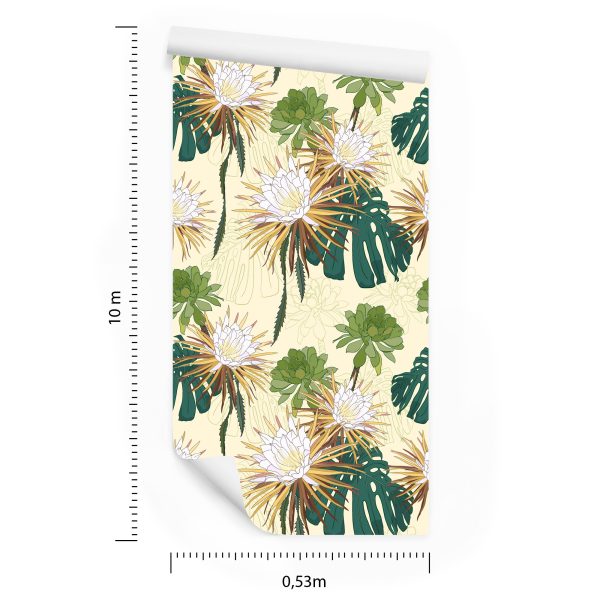 Behang Heldere Bloemen Met Bladeren Op De Achtergrond - Afbeelding 8