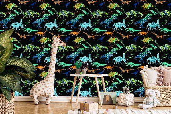 Behang Kleurrijke Dinosaurussen Voor Jongens - Afbeelding 5