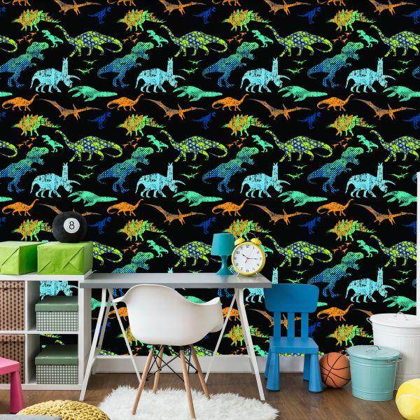 Behang Kleurrijke Dinosaurussen Voor Jongens - Afbeelding 4