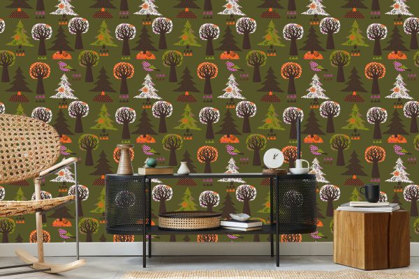 Behang Bomen, Groene Vogels Voor De Babykamer - Afbeelding 5