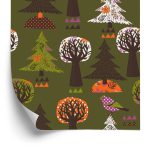 Behang Bomen, Groene Vogels Voor De Babykamer