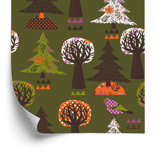 Behang Bomen, Groene Vogels Voor De Babykamer