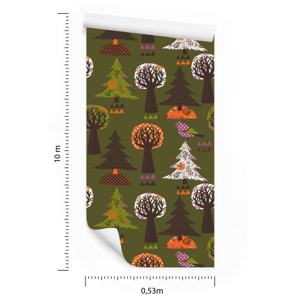 Behang Bomen, Groene Vogels Voor De Babykamer - Afbeelding 8
