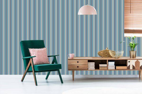 Behang Met Klassieke Verticale Strepen Voor Het Salonkantoor - Afbeelding 6