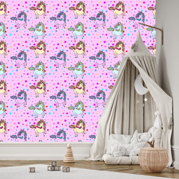 Behang Voor Kinderen - Regenboogeenhoorns - Afbeelding 3