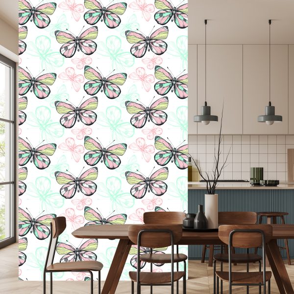 Behang Muur Voor Kinderkamer Kleurrijke Vlinders - Afbeelding 4