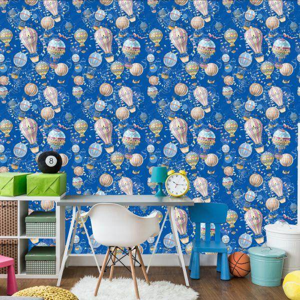 Behang Ballonnen Met Een Blauwe Achtergrond - Afbeelding 4
