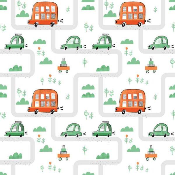 Behang Voor Kinderen, Auto's In Scandinavische Stijl - Afbeelding 2
