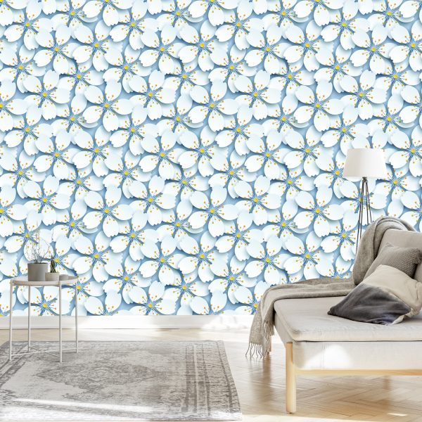 Behang 3D Optische Natuurbloemen Voor Woonkamer - Afbeelding 3