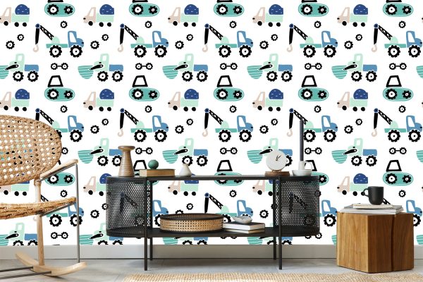 Behang Machines Op Een Heldere Achtergrond - Afbeelding 5