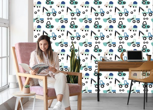 Behang Machines Op Een Heldere Achtergrond - Afbeelding 7