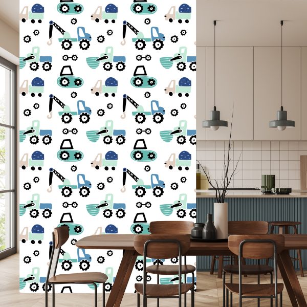 Behang Machines Op Een Heldere Achtergrond - Afbeelding 4