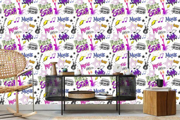 Behang Muzikale Graffiti - Afbeelding 5