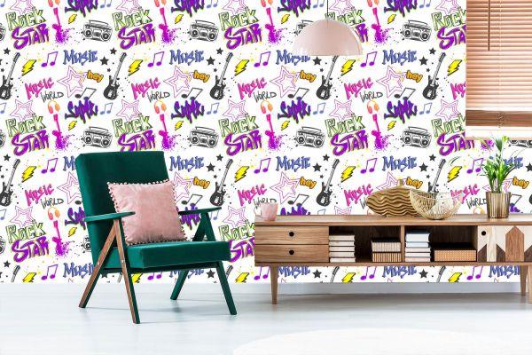 Behang Muzikale Graffiti - Afbeelding 6