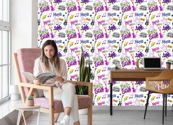 Behang Muzikale Graffiti - Afbeelding 7