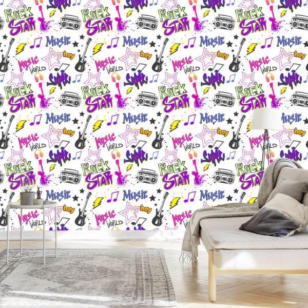 Behang Muzikale Graffiti - Afbeelding 3